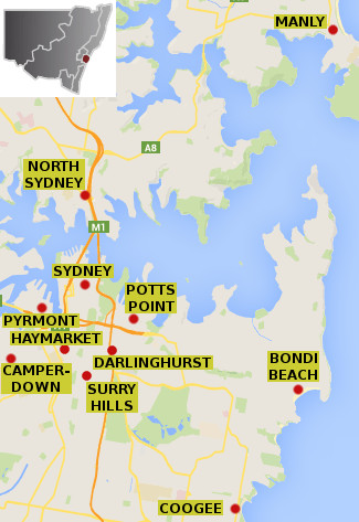 Sydney region map